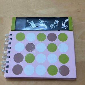 ANDREW‎ McMeel publishing Pink and Green Polka Dot Notebook with stamps and ink